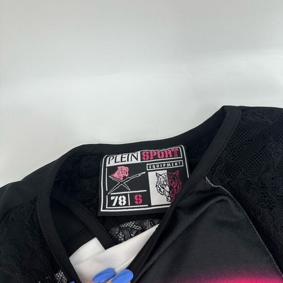 Plein Sport Equipment Phillip Plein Pink Black Lace Raw Hem Tank Size Small - Picture 5 of 8